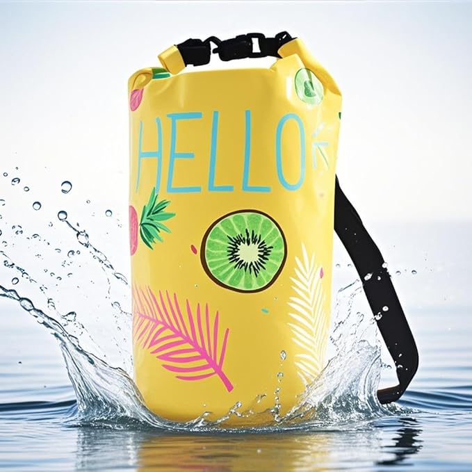 Dry Bag Waterproof,5L Roll Top Backpack Floating Dry Bag for Kayaking Boating Swimming Hiking Camping Outdoor Activities,Yellow Pineapple