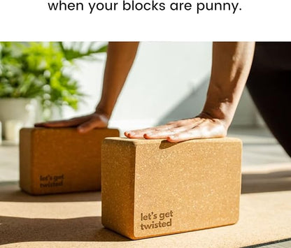 Premium Cork Yoga Blocks - Extra Large Yoga Block 2-Pack or Extra Tall 1-Pack for Inflexible Yogis | Natural, High-Density Cork for Superior Support & Stability | Optional Yoga Strap & Gift Box