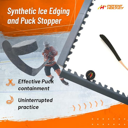 Ice Hockey Home Training Kit: 10 Pcs Synthetic Ice Tiles + 4 Puck Stopper edgings + 4 Rebounder Foams – Skating, Stickhandling, Passing & Shooting Drills