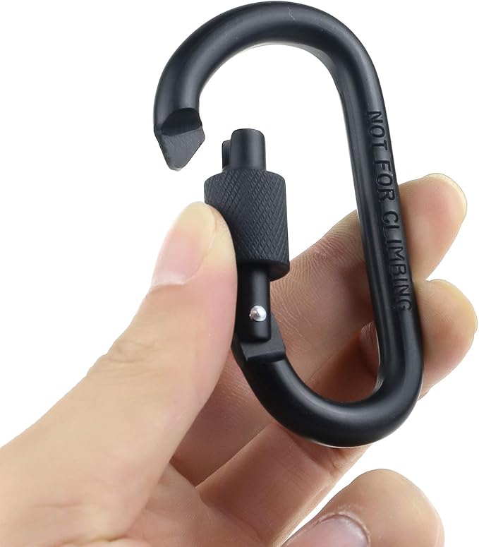 10 Pack Aluminum D Ring Key Rings Hiking Clips Locking Carabiner for Hiking Camping Fishing and Outdoor Use，Clips with Screw Gate Multicolored