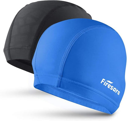 Firesara Fabric Swim Cap, High Elasticity Swimming Cap Keeps Hair Clean Breathable Fit Both Long Hair Short Hair, Swim Caps Woman Girls Men Kids One Size Hat