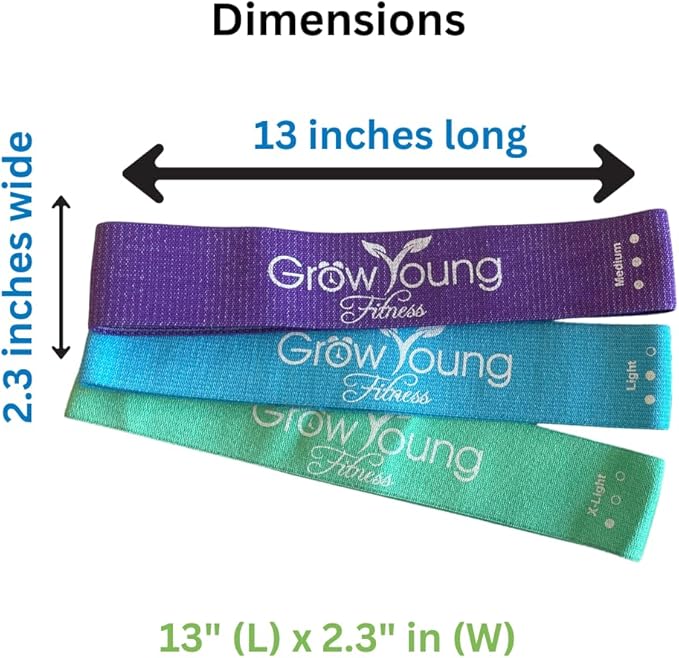 Grow Young Fitess Premium Exercise Bands - 3 Resistance Bands + 1 Storage Bag