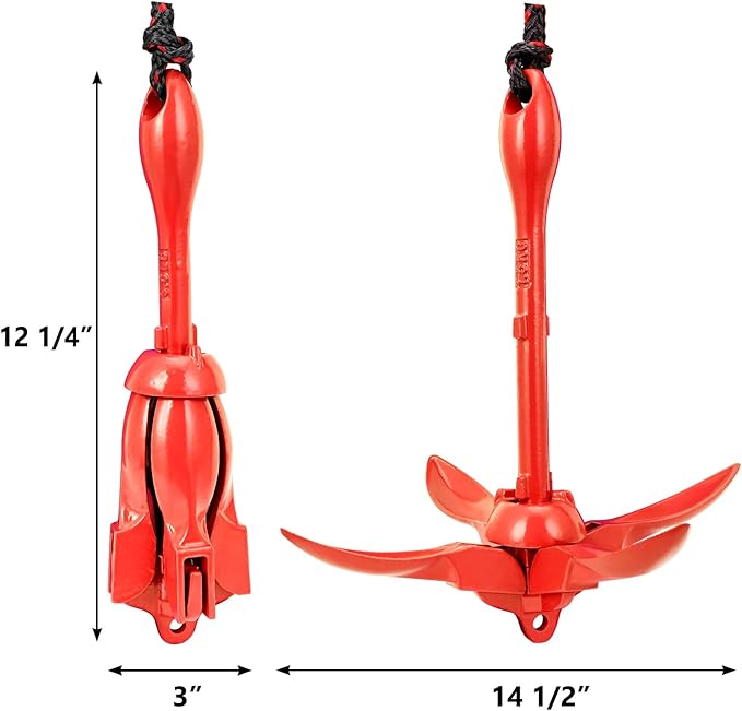 Boat Anchor 3.5 lb Folding Anchor, Grapnel Anchor Kit for Kayaks, Canoes, Paddle Boards
