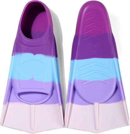 Kids Swim Fins,Short Kids Fins Youth Swimming Flippers for Lap Swimming Training for Children Girls Boys Beginners