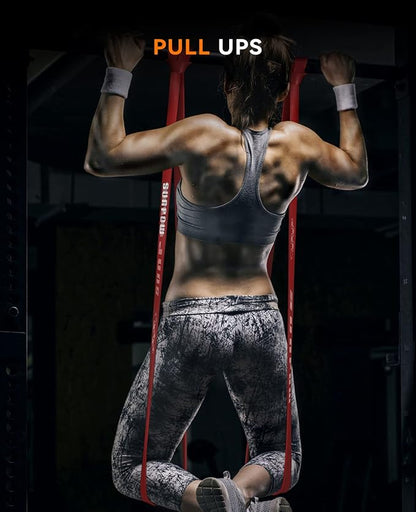 SUNPOW Pull Up Assistance Bands - Set of 5 Resistance Heavy Duty Workout Exercise Stretch Fitness Bands Assist Set for Body, Instruction Guide and Carry Bag Included