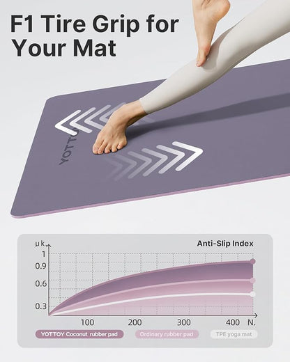 YOTTOY Yoga Mat,Non-Slip Hot Yoga Mat with Anti-Tear Design and Friendly Natural Rubber Mat with Strap and Bag