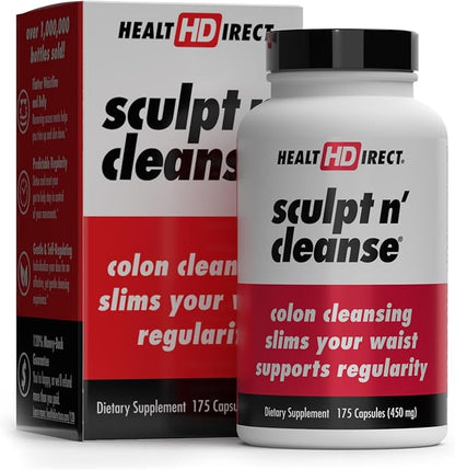 HEALTH DIRECT Sculpt n' Cleanse - Herbal Colon Cleanse for Digestive Health & Regularity - Natural Detox & Gut Flush Supplement - 175 Veggie Capsules