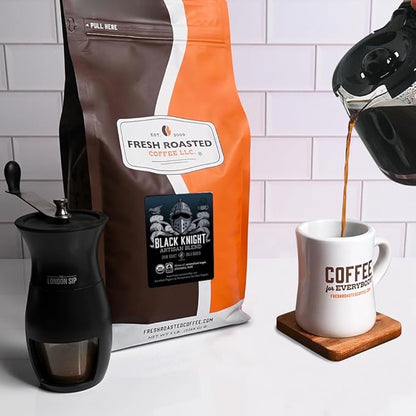 Fresh Roasted Coffee, Organic Black Knight | USDA Organic, Kosher | Dark Roast 5 lb (80 oz) Whole Bean
