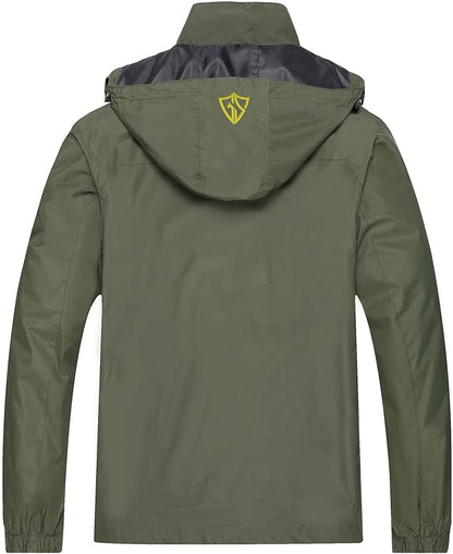 GIISAM Mens Windproof Jacket Waterproof Lightweight Mountain Sport Jacket for Men Hooded Windbreaker Raincoat