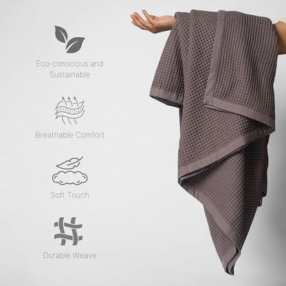 GOTS Certified Organic Cotton Waffle Weave Blanket, Queen Bed Size, 90"X90"Cozy Throw Blanket for Couch, Modern Home Decor, Throw Blankets,Waffle Blanket, Soft Bed Blankets -Charcoal Grey