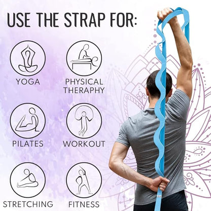 TECEUM Stretching Strap for Yoga & Physical Therapy – 10 Loops – Non-Elastic Leg Stretch Straps for Stretching, Exercising, Pilates, Post-Injury Rehabilitation for All Levels – Men & Women