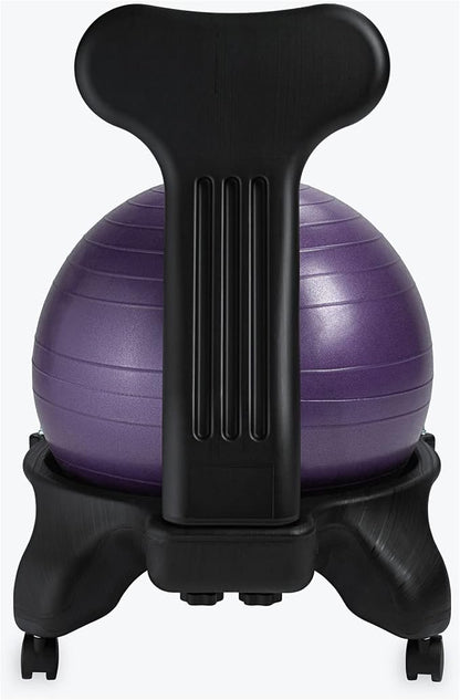 Gaiam Classic Balance Ball Chair – Ergonomic Stability Chair for Desk & Office | Yoga Ball Seat with Base, Air Pump, & Exercise Guide | Improves Posture & Core Strength (300 lb Capacity)