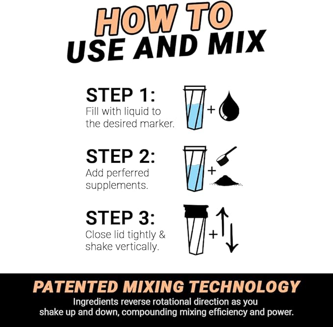 HELIMIX 2.0 Vortex Blender Shaker Bottle Holds upto 28oz | No Blending Ball or Whisk | USA Made | Portable Pre Workout Whey Protein Drink Shaker Cup | Mixes Cocktails Smoothies Shakes | Top Rack Safe