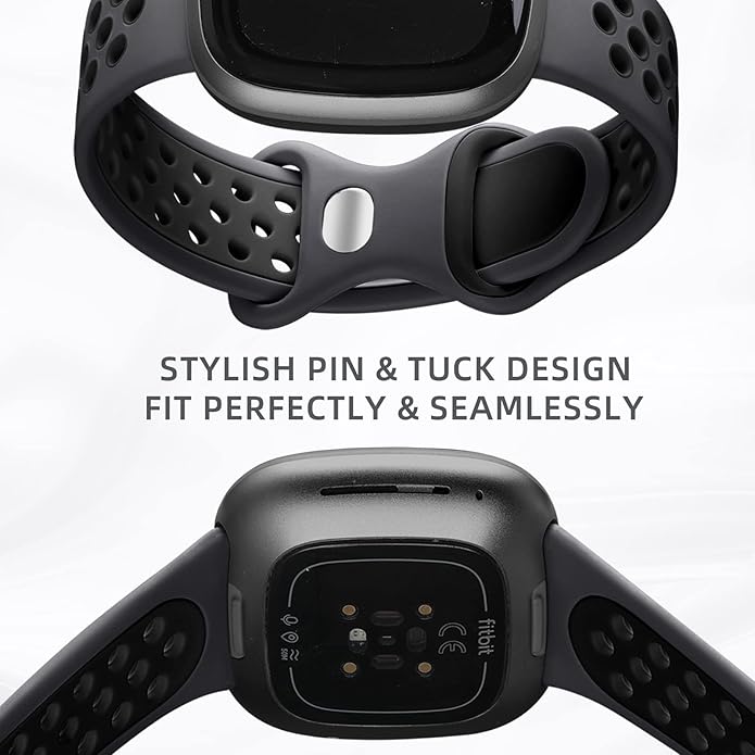 Maledan 4 Pack Sport Band Compatible With Fitbit Versa 3/4 and Sense/Sense 2 Smart Watch, Soft Wristband Replacement Accessories for Women and Men