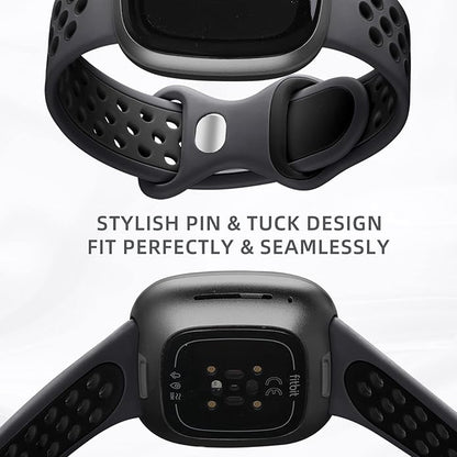 Maledan 4 Pack Sport Band Compatible With Fitbit Versa 3/4 and Sense/Sense 2 Smart Watch, Soft Wristband Replacement Accessories for Women and Men