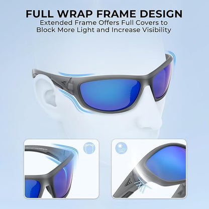 KastKing Hiwassee Polarized Sport Sunglasses for Men and Women, Wrap Sunglasses for Fishing Cycling and Running,UV Protection