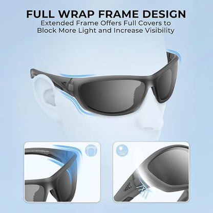KastKing Hiwassee Polarized Sport Sunglasses for Men and Women, Wrap Sunglasses for Fishing Cycling and Running,UV Protection