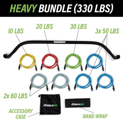 Gorilla Bow Original Portable Home Gym Resistance Bands and Bar System for Travel, Fitness, Weightlifting and Exercise Kit, Full Body Workout Equipment Set
