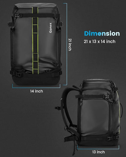 Gonex 50L Ski Boot Bag Backpack, Waterproof Snowboard Boot Backpack for Men Women, Ski Boots Bag for Travel, Ski, Snowboard, Helmet, Goggles and Outerwear Black
