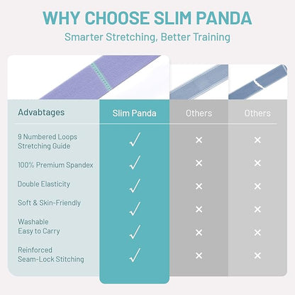 Slim Panda Stretch Strap, Dance Stretch Bands Flexibility, Elastic Yoga Stretching Strap with 9 Loops for Physical Therapy, Pilates, Yoga, Ballet, Gymnastics Stretching Bands for Exercise