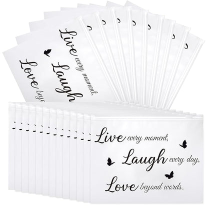 100 Pcs Inspirational Gifts for Girls Women Travel Cheer Makeup Bag Bulk Loved Quotes Cosmetic Bags with Zipper Thank You Encouragement Birthday Gift Bag for Nurse Teacher Friend (Minimalist)