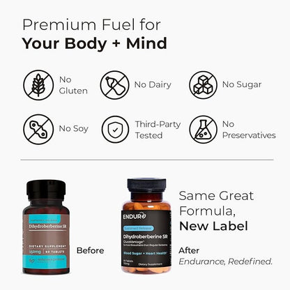 Endur Dihydroberberine SR, Supports Blood Sugar Health & Metabolism, Great for Weight Management Support, Gluten Free, 150mg (60 Tablets)