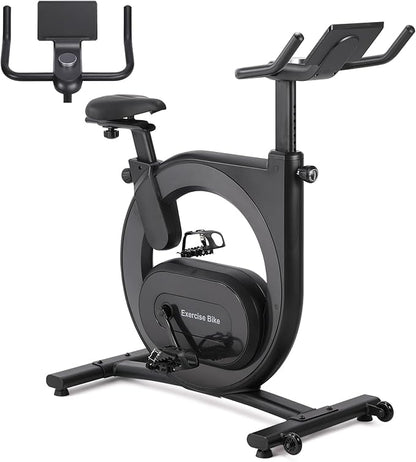 Stationary Bikes for Home,Electromagnetic Control Exercise Bike,Indoor Cycling Bike with Shuttle Smart Knob,Magnetic Resistance/Brake Pad, Low Noise with App, Upgraded Version Seat