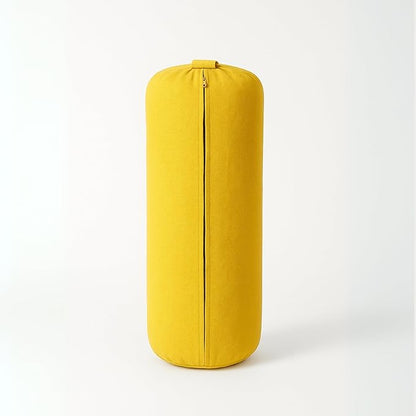 Yogikuti Iyengar Yoga Bolster for Restorative Yoga and Meditation – Lightweight Cotton Support Pillow with Handle for Easy Carry, Versatile for Pose Modification, Balance, Back Relief, and Relaxation