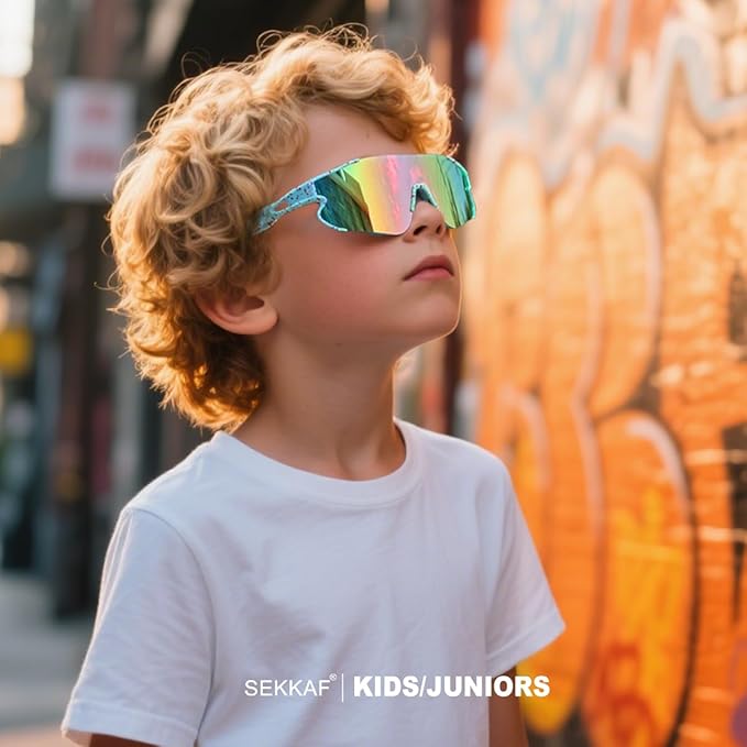 Kids Baseball Sunglasses for Boys Girls Youth Softball Cycling Sports Sunglasses UV400 Protection Age 5-12