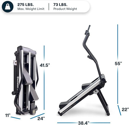 Echelon Stair Climber Sport for Low Impact Cardio at Home – Foldable Design, 3 Incline Levels, Adjustable Resistance, 3 inch Display, Bluetooth, 2 Handle Positions (Battery Powered)