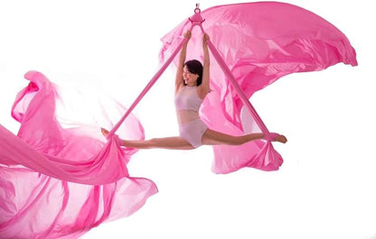DASKING Aerial Silks Starter Kit - Durable 11Yards of Aerial Yoga Hammock with Hardware, Aerial Swing for Acrobatic Flying Yoga & All Levels (Aerial Rigging Point Up to 14ft)
