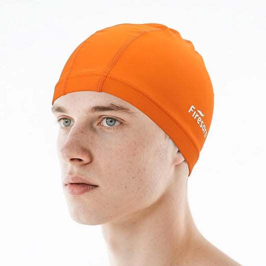 Firesara Fabric Swim Cap, High Elasticity Swimming Cap Keeps Hair Clean Breathable Fit Both Long Hair Short Hair, Swim Caps Woman Girls Men Kids One Size Hat