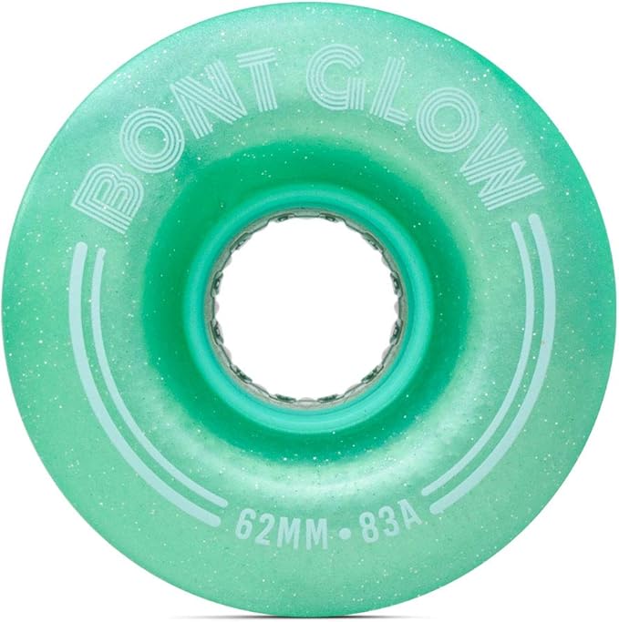 Bont Skates - Glow Light Up LED Quad Roller Skate Wheels - Recreational Street Outdoor Skating - 62x35mm 83A - Set of 4 wheels (Misty Teal)