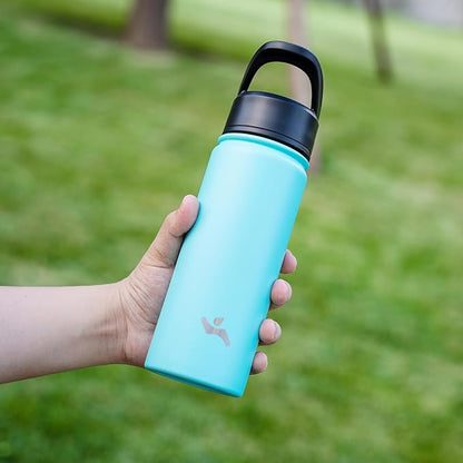 32 oz Insulated Water Bottle Stainless Steel Sport Bottles with 3 Lids,Turquoise