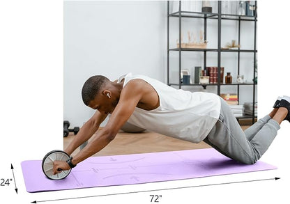 Exercise Equipment Mat for Ab Roller Wheel, Non Slip Abdominal Knee Mat, 6mm Thick Home Gym Floor Pad for Yoga, Pilates, Skipping, 72"L X 24"W X 0.24"Th, TPE