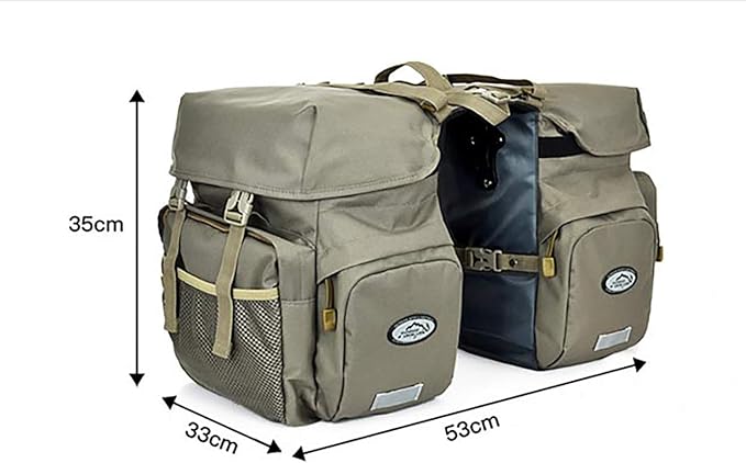 FANWU 50L Bike Panniers Bicycle Commuting Bag Waterproof Saddle Bags with Rain Cover for Bicycle Rear Rack Carrier, Support for Width Less Than 7 inches Bike Rack