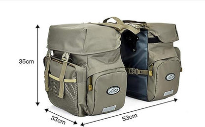 FANWU 50L Bike Panniers Bicycle Commuting Bag Waterproof Saddle Bags with Rain Cover for Bicycle Rear Rack Carrier, Support for Width Less Than 7 inches Bike Rack