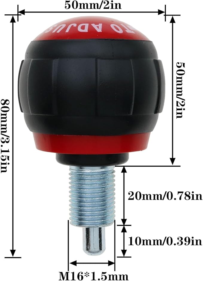 1 PCS M16 Pop Pull Pin Knob Pull Pin Spring Knob Replacement Parts for Home Exercise Bike Height Adjustment Screw Equipment Red