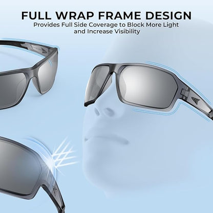 KastKing Chippewa Polarized Fishing Sunglasses, UV400 Protection Full Wrap Frame Sports Cycling Sunglasses, 1.0mm TAC Lenses
