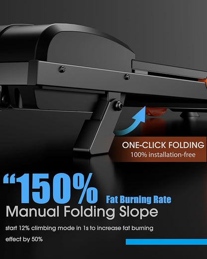 340lb Capacity Walking Pad Treadmill with 12% Incline, Big LED Display Under Desk Treadmill Support Full Manual/3-Preset Countdown/App Mode, Portable Treadmills for Small Spaces