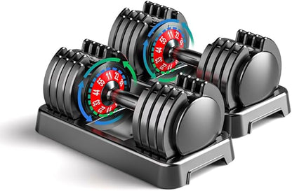 25/55lbs Adjustable Dumbbells Set, Dumbbells with Anti-Slip Metal Handle for Exercise & Fitness Fast Adjust Weight for Full Body Workout Fitness