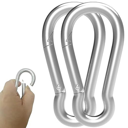 4 Inch Carabiner Clip Spring Snap Hook, 2 Pack M10 Heavy Duty Galvanized Steel Spring Snap Carabiner, Quick Link Keychain Clip for Keys Swing Set Camping Hiking Traveling (770 lbs Capacity)