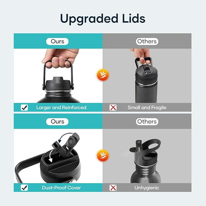 Insulated Water Bottle with Straw Lid, Modern Double Vacuum Stainless Steel Water Flask, Simple Half Gallon Water Jug, Metal Thermo Canteen Mug,87oz Sports Bottle