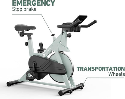 DeerRun Exercise Bike, Indoor Cycling Bike Brake Pad/Adjustable Magnetic Stationary Bike with App, Low Noise Workout Bike for Home Cardio 300lbs Weight Capacity with Pad Mount & LCD Monitor