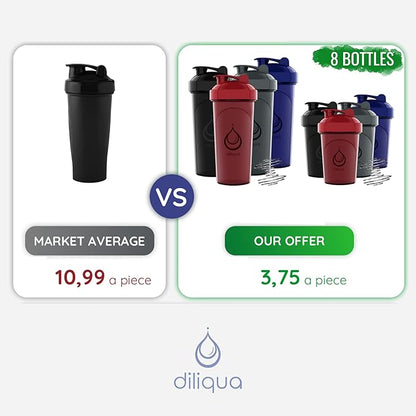 10 PACK- Shaker Bottles with Wire Whisks for Protein Mixes | Leakproof Blender Shaker Bottle Pack | BPA-Free & Dishwasher Safe | Large 28oz & Small 20oz shaker bottle | Shaker Cups for shakes