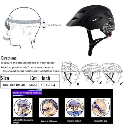 Kids Bike Helmet,Bavilk Kids Boys Girls Bike Helmets with LED Light Detachable Visor Children Youth Teen Multi-Sport for Skating Cycling Scooter Skateboard Adjustable & Lightweight 19.7"-22.4"