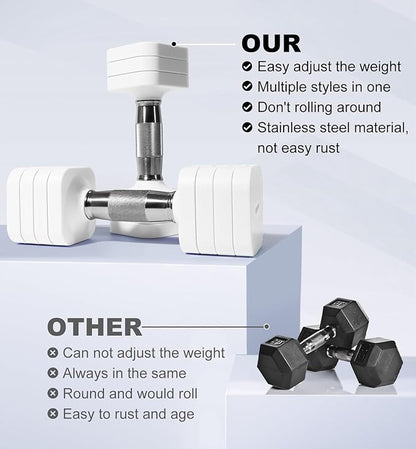 15LB 20LB 50LB Adjustable Dumbbell Set Free Weights Dumbbells Set for Women Men Hand Weights Sets Adjust Dumbbell Weight Sets for Home Gym Exercise Workout Strength Training Equipments