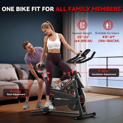 Exercise Bike, WENOKER Magnetic Resistance Stationary Bike for Home, App Supported Indoor Bike with Whisper Quiet, Heavy Flywheel and Upgraded Digital Display
