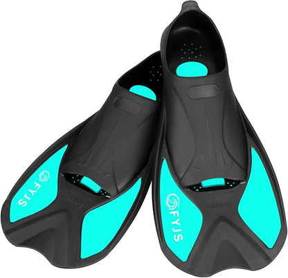 FYJS Short Swim Fins with Comfortable Full Foot Pocket Travel-Size for Snorkeling and Scuba Diving
