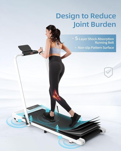 Walking Pad Treadmill with Handle Bar 3.0 HP Foldable Treadmills 300LBS Capacity Folding Walking Pad 3 in 1 Under Desk Treadmill Remote Control with APP